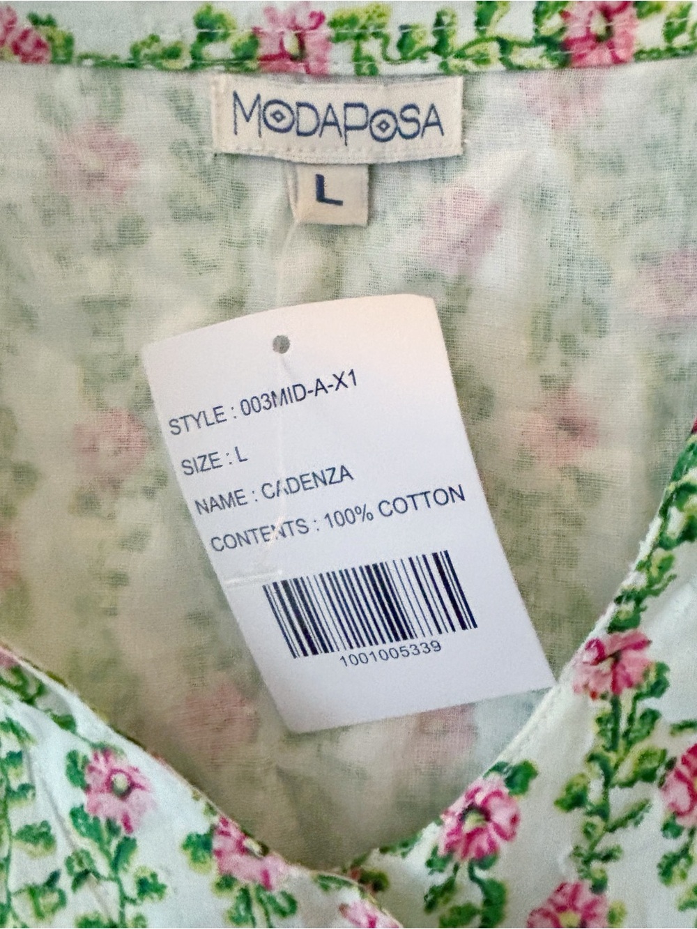 ModaPosa Pink & Green Cadenza Fringe Trim Midi Dress Large Cottagecore NEW NWT - Picture 6 of 8